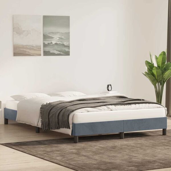 vidaXL Cadre de lit sans matelas gris foncé 160x210 cm velours