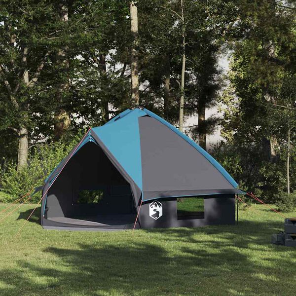 vidaXL Tente tipi avec toit avec évent Bleu et gris 490 x 410 x 210 cm