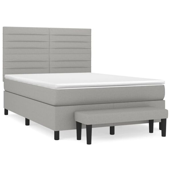 vidaXL Sommier &agrave; lattes de lit avec matelas Gris clair 140x190cm Tissu