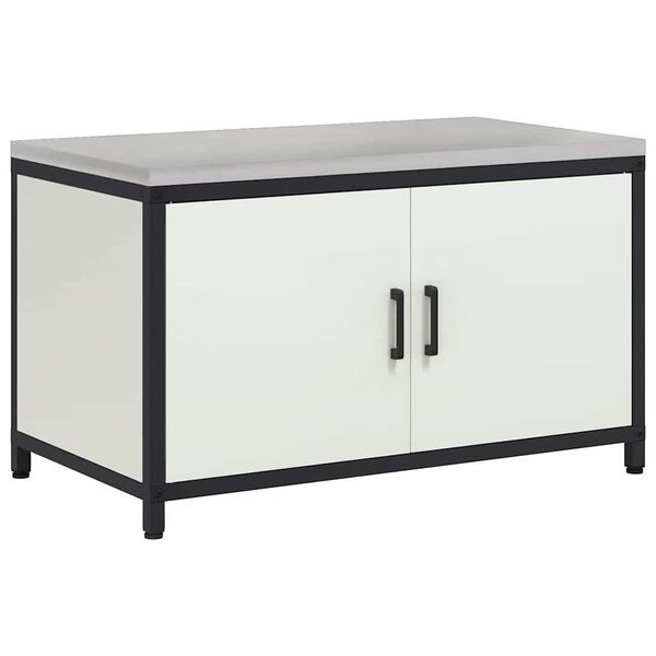 vidaXL Rangement de cuisine avec &eacute;tag&egrave;re Blanc 60 x 50 x 92 cm Acier
