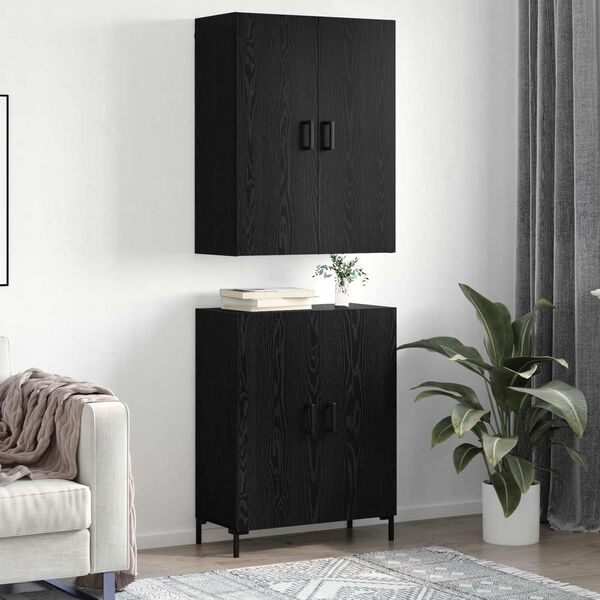 vidaXL Haut Armoire Ch&ecirc;ne noir 69,5 x 34 x 180 cm Bois d'ing&eacute;nierie