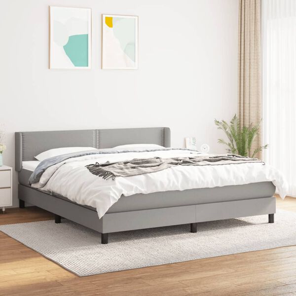 vidaXL Sommier &agrave; lattes de lit avec matelas Gris clair 180x200cm Tissu