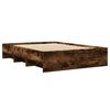 vidaXL Cadre de lit sans matelas ch&ecirc;ne fum&eacute; 135x190 cm bois ing&eacute;nierie