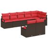 vidaXL Ensemble de canap&eacute; de jardin 8 pc Marron et rouge polyrotin