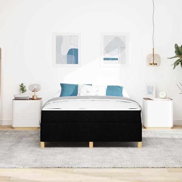 vidaXL Cadre de lit avec matelas Noir 160 x 200 cm tissu