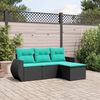 vidaXL Salon de jardin 4 pcs avec coussins noir r&eacute;sine tress&eacute;e