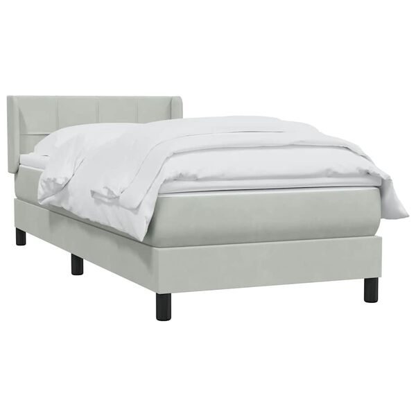 vidaXL Sommier &agrave; lattes de lit et matelas gris clair 100x210cm velours