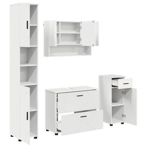 vidaXL Ensemble de mobilier de salle de bain 4 pc Blanc