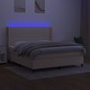 vidaXL Sommier &agrave; lattes de lit matelas et LED Cr&egrave;me 160x200 cm Tissu