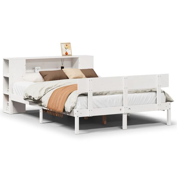 vidaXL Lit biblioth&egrave;que sans matelas blanc 160x200 cm bois pin massif