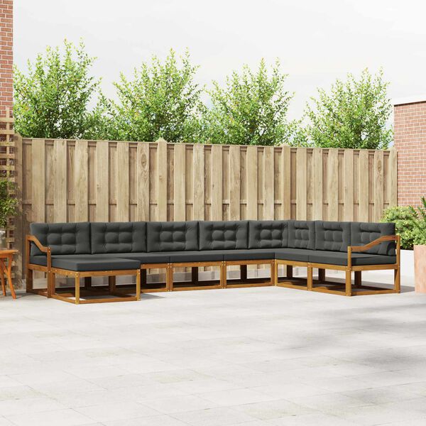 vidaXL Ensemble de canap&eacute;s d'ext&eacute;rieur 8 pcs Naturel et Anthracite