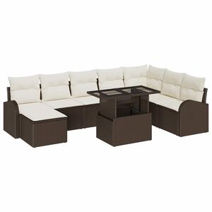 vidaXL Ensemble de canap&eacute; de jardin 9 pc Marron Poly rotin