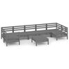 vidaXL Salon de jardin 8 pcs Gris Bois de pin massif