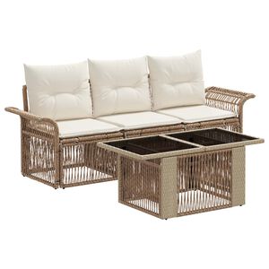 vidaXL Ensemble de canap&eacute; de jardin 4 pc Beige et blanc cr&egrave;me