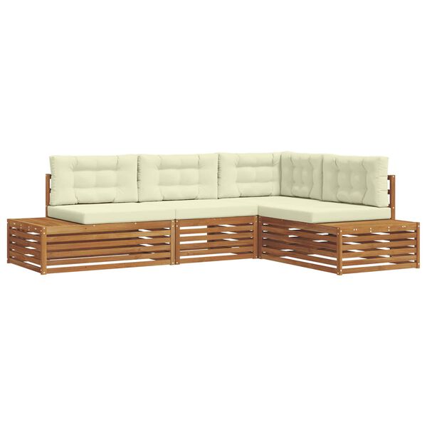 vidaXL Ensemble de canap&eacute;s d'ext&eacute;rieur 4 Pi&egrave;ce Naturel et Cr&egrave;me