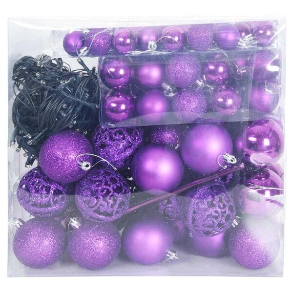 vidaXL Ensemble de Boules de Noël avec 300 LED 120 pcs Lilas Plastique