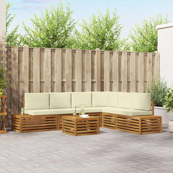 vidaXL Ensemble de canap&eacute;s d'ext&eacute;rieur 7 Pi&egrave;ce Naturel et Cr&egrave;me