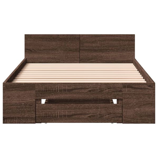vidaXL Cadre de lit avec tiroir sans matelas ch&ecirc;ne marron 90x200 cm