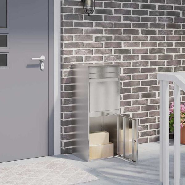 vidaXL Bo&icirc;te de d&eacute;p&ocirc;t de colis avec stockage Argent&eacute; 47,5 x 38 x 59 cm