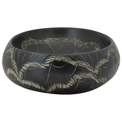 vidaXL Vasque à poser noir ovale 59x40x15 cm céramique