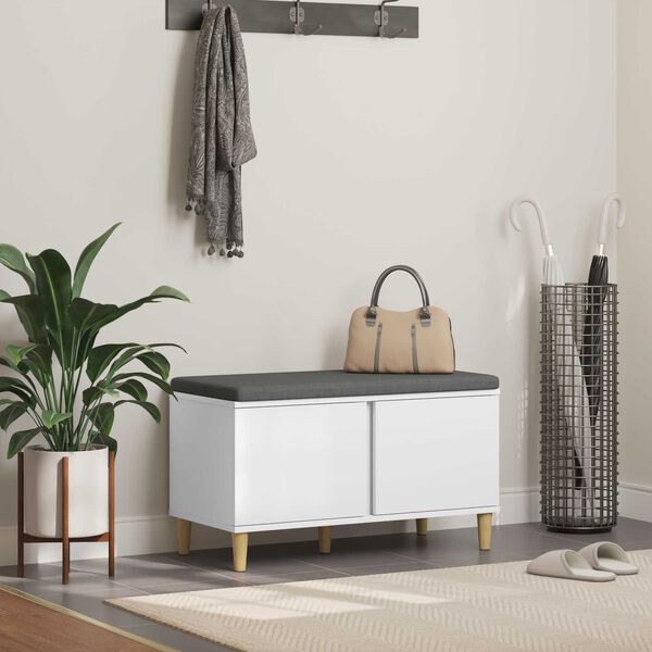vidaXL Banc d'entr&eacute;e avec coussin avec stockage Blanc 80 x 38 x 46 cm