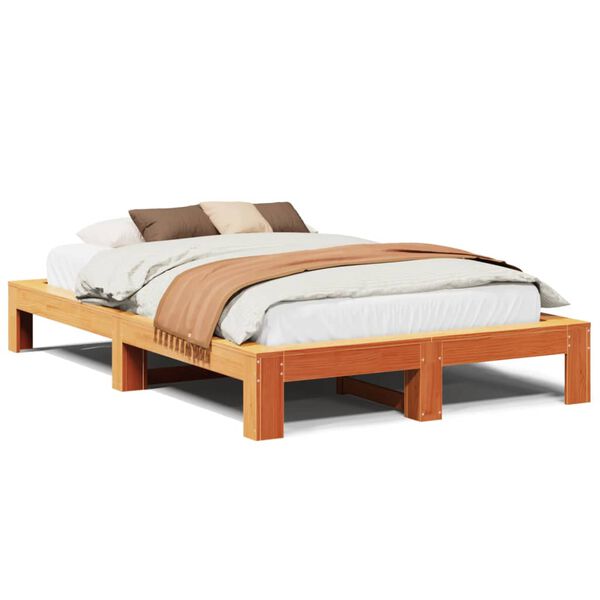 vidaXL Cadre de lit sans matelas cire marron 120x190cm bois pin massif