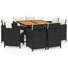 vidaXL Ensemble &agrave; manger de jardin coussins 9pcs R&eacute;sine tress&eacute;e Noir