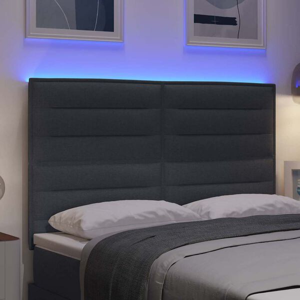 vidaXL T&ecirc;te de lit LED avec t&ecirc;te de lit Gris fonc&eacute; 160 cm Polyester