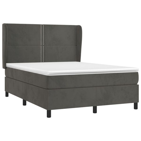 vidaXL Sommier &agrave; lattes de lit et matelas Gris fonc&eacute; 140x190cm Velours