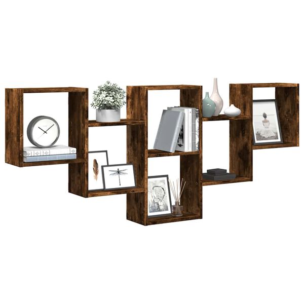 vidaXL &Eacute;tag&egrave;re murale ch&ecirc;ne fum&eacute; 159x18x66 cm bois d'ing&eacute;nierie