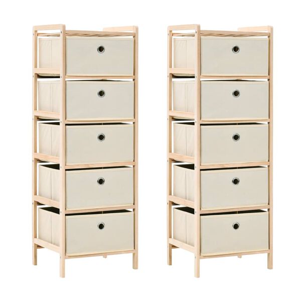 vidaXL Étagères de rangement avec 5 paniers en tissu 2 pcs beige cèdre