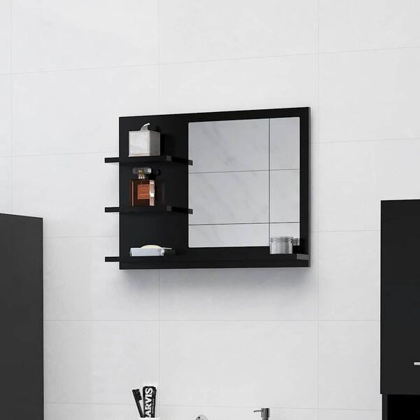 vidaXL Miroir de salle de bain noir 60x10,5x45 cm bois d&rsquo;ing&eacute;nierie
