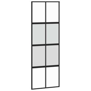 vidaXL Porte coulissante noir 76x205 cm verre tremp&eacute; aluminium