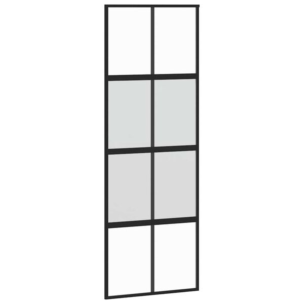 vidaXL Porte coulissante noir 76x205 cm verre tremp&eacute; aluminium