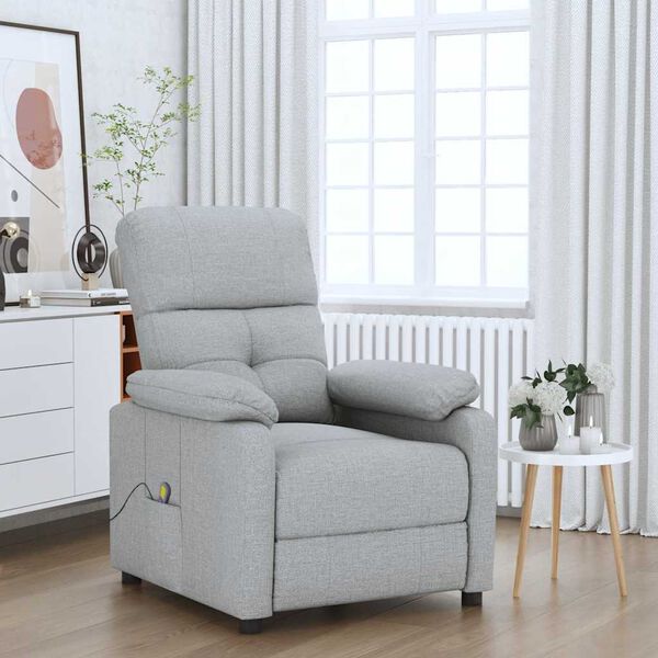 vidaXL Fauteuil de massage Gris clair Tissu