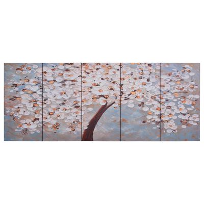 vidaXL Ensemble de tableau sur toile Arbre fleuri Multicolore 150x60cm