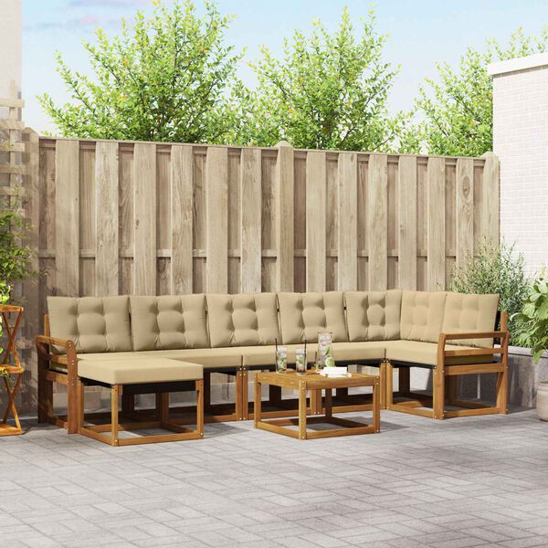 vidaXL Ensemble de canap&eacute;s d'ext&eacute;rieur 8 pcs Naturel et Beige