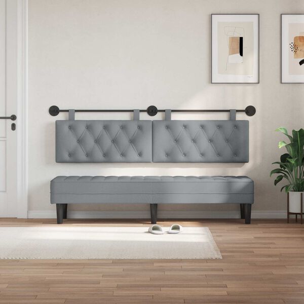 vidaXL T&ecirc;te de lit suspendue Gris clair 170 x 55 x 7 cm tissu