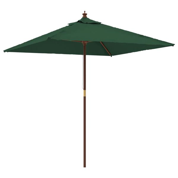 vidaXL Parasol de jardin avec m&acirc;t en bois vert 198x198x231 cm