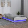 vidaXL Cadre de lit &agrave; LED sans matelas blanc bois massif