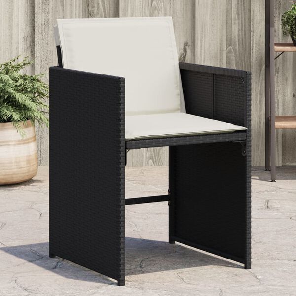 vidaXL Chaises de jardin lot de 4 avec coussins noir r&eacute;sine tress&eacute;e