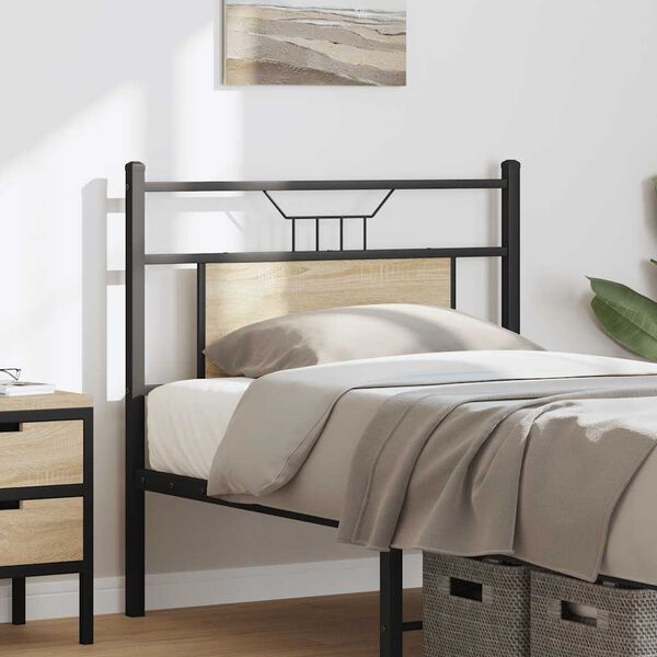 vidaXL T&ecirc;te de lit de remplacement ch&ecirc;ne sonoma 80 cm bois d'ing&eacute;nierie et acier