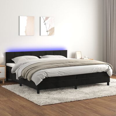 vidaXL Sommier à lattes de lit avec matelas et LED Noir 200x200 cm