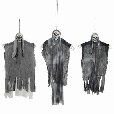 3 fantômes Halloween suspendus noirs 66 x 110 cm