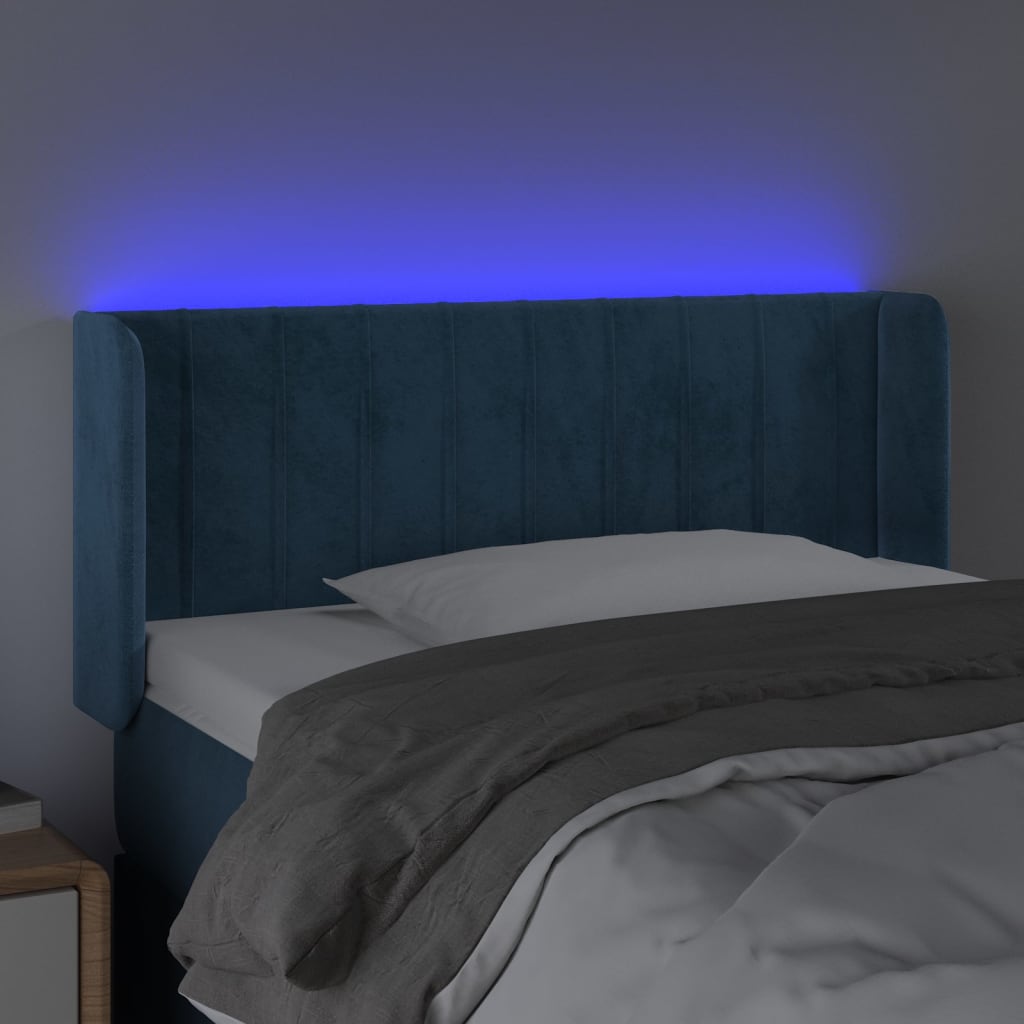 vidaXL Tête de lit à LED Bleu foncé 83x16x78/88 cm Velours