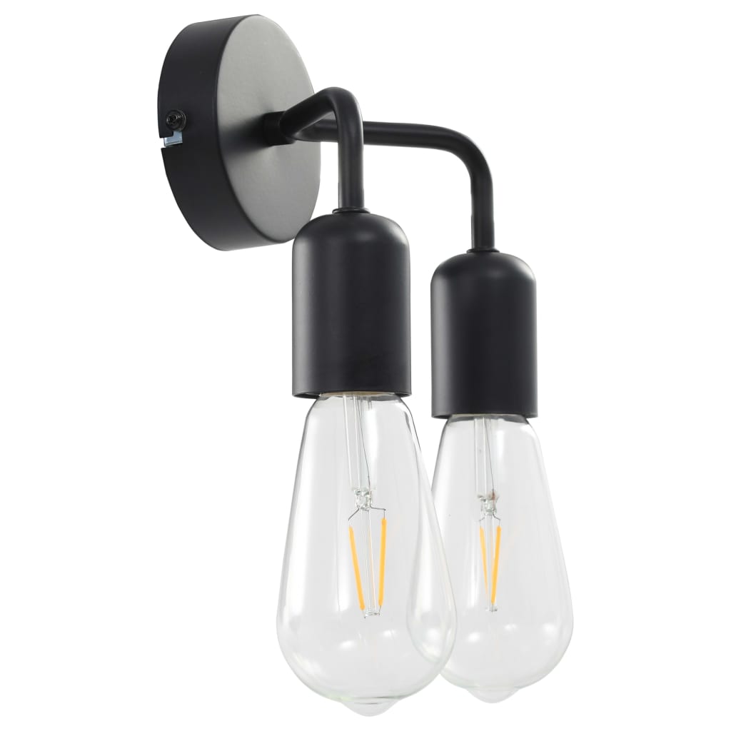 vidaXL Lampe murale avec ampoules à filament 2W Noir E27