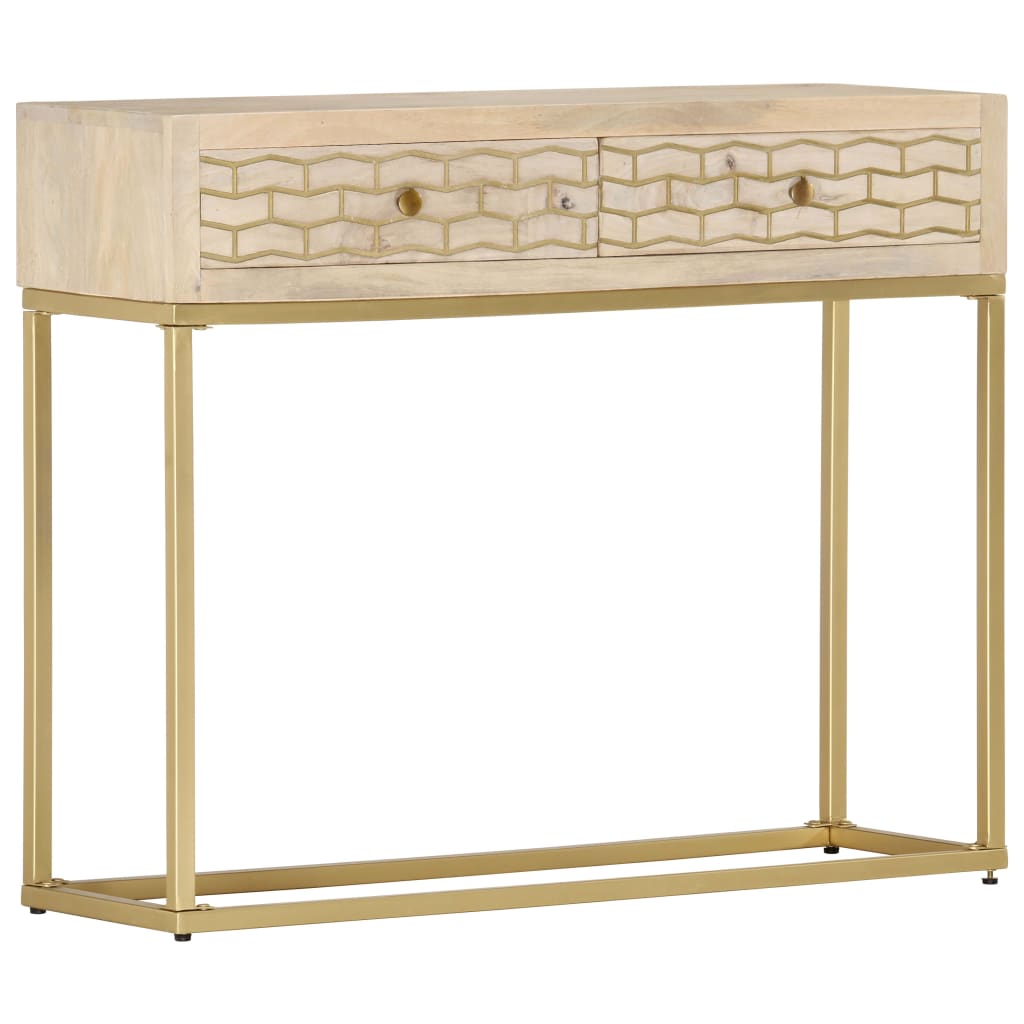vidaXL Table console doré 90x30x75 cm bois solide de manguier