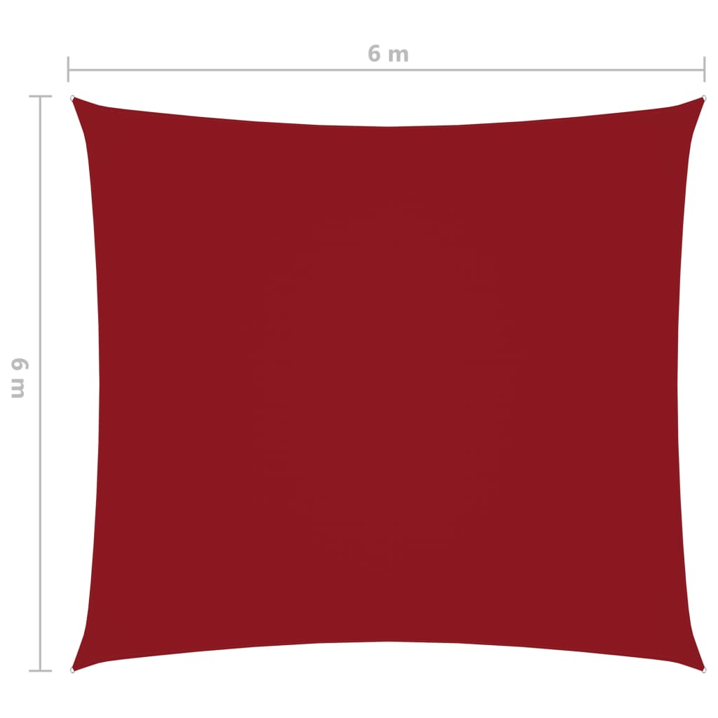 vidaXL Voile de parasol Tissu Oxford carré 6x6 m Rouge