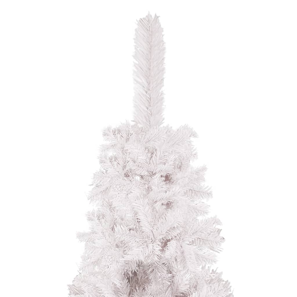 vidaXL Arbre de Noël mince pré-éclairé et boules blanc 210 cm