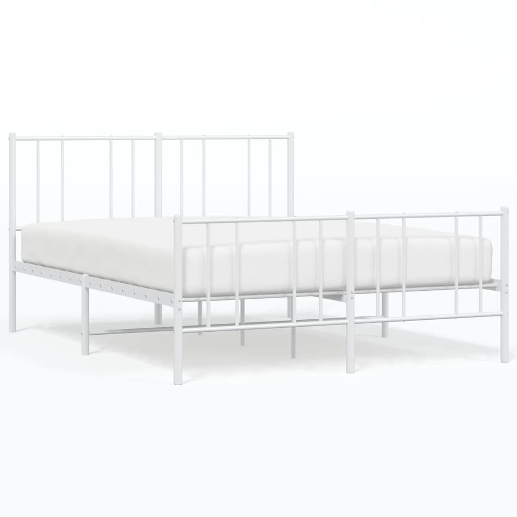 vidaXL Cadre de lit métal avec tête de lit/pied de lit blanc 120x200cm